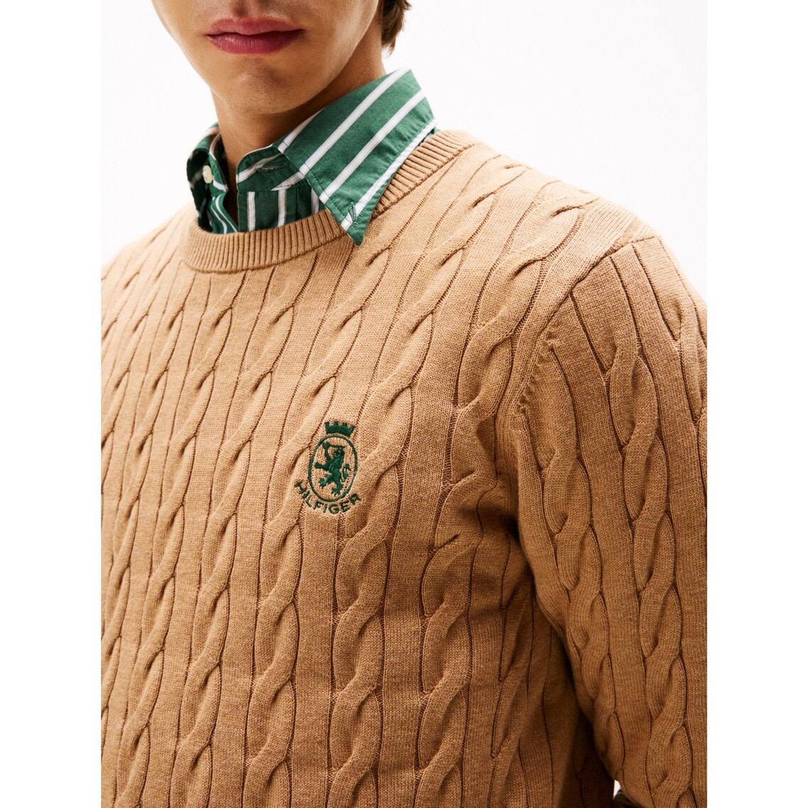 クラシックコットンケーブルクレストクルーネックセーター | トミー