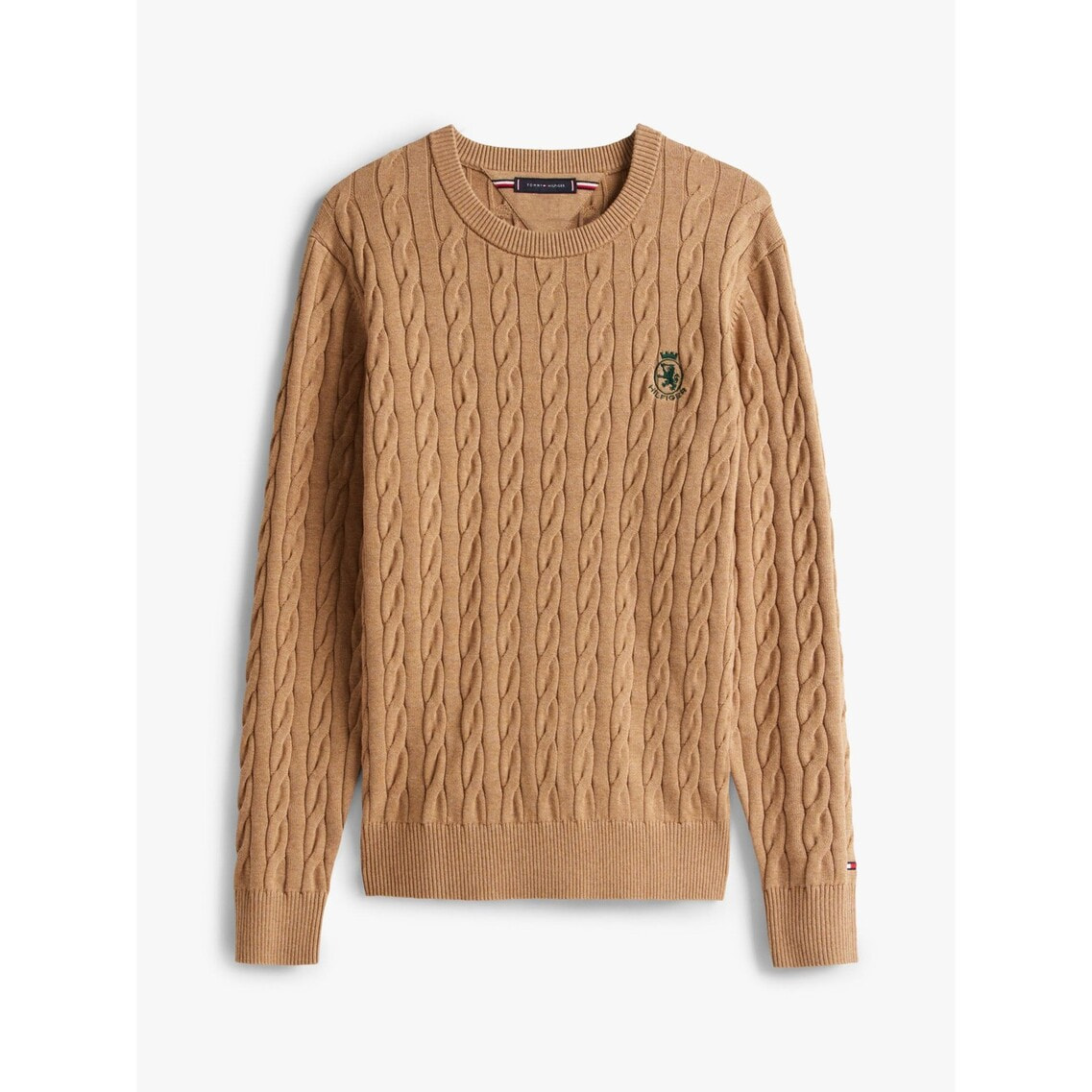 クラシックコットンケーブルクレストクルーネックセーター