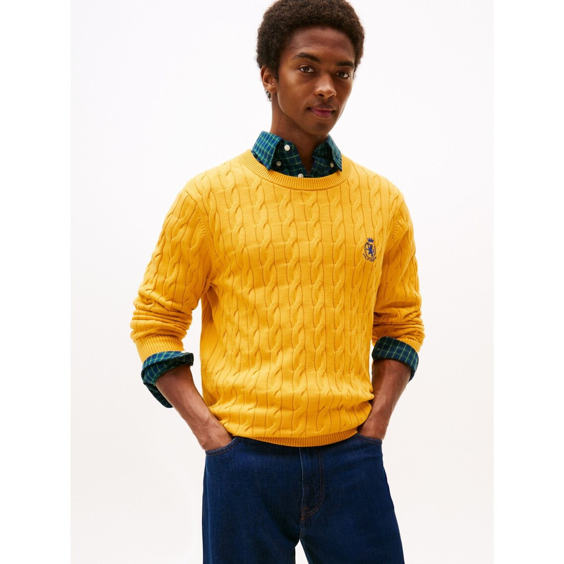 クラシックコットンケーブルクレストクルーネックセーター | トミー