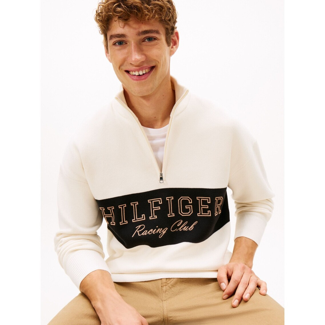 モダンアスレジャーハーフジップモックネックプルオーバー | トミー