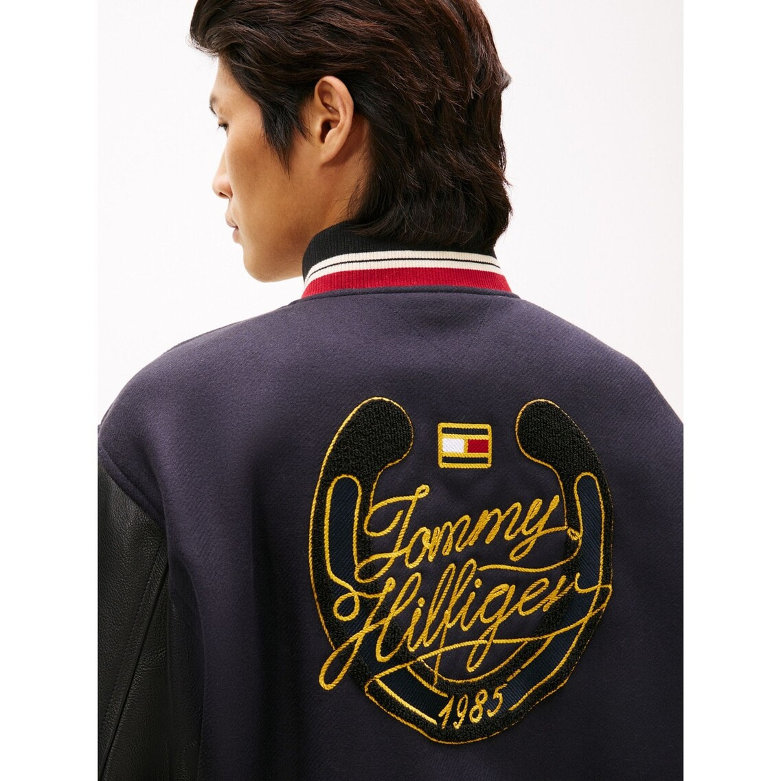 JISOO着用】ウールブレンドレザーバーシティジャケット | トミー