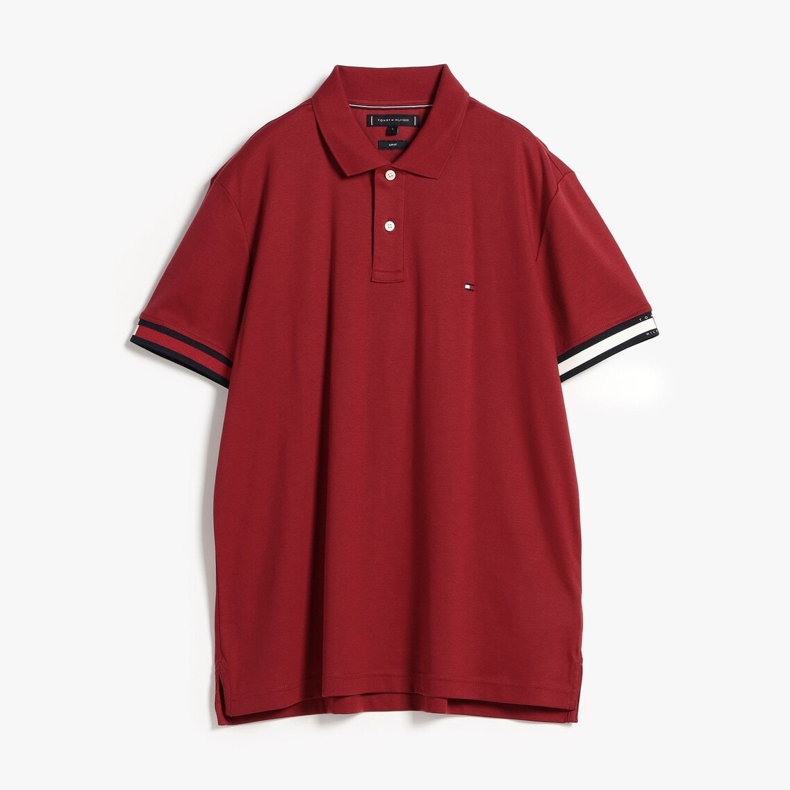 2点でさらに10％ off】フラッグカフコットンスリムポロシャツ | トミー