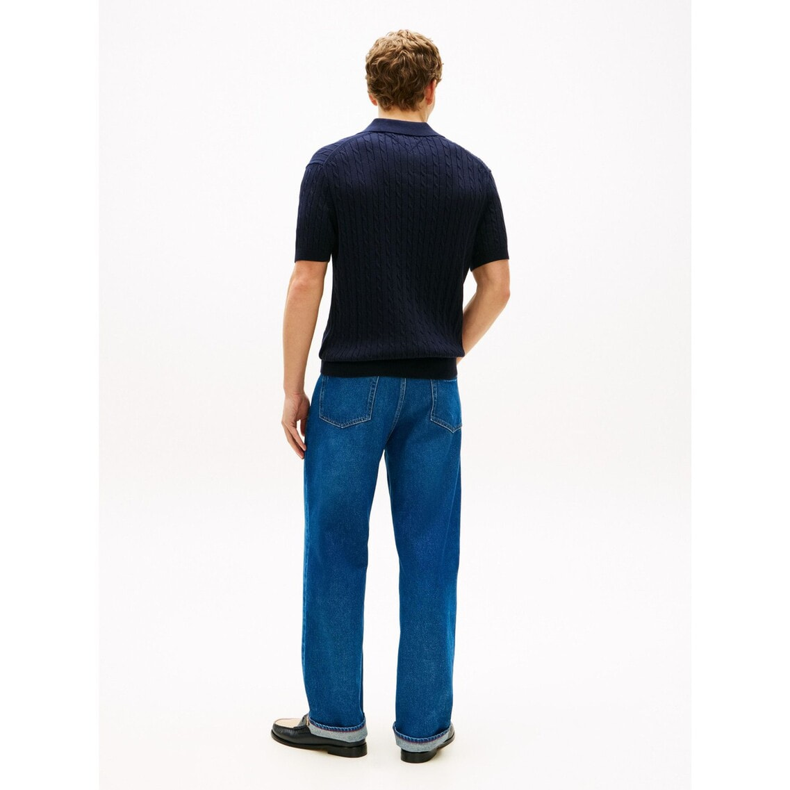 2点でさらに10％ off】ケーブル編みショートスリーブポロニット