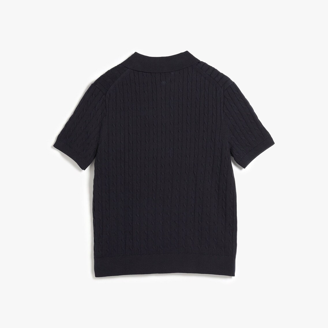 NODU ケーブル編みショートスリーブポロシャツ L ブラック NODU ケーブル編みショートスリーブポロシャツ L ブラックの通販 by