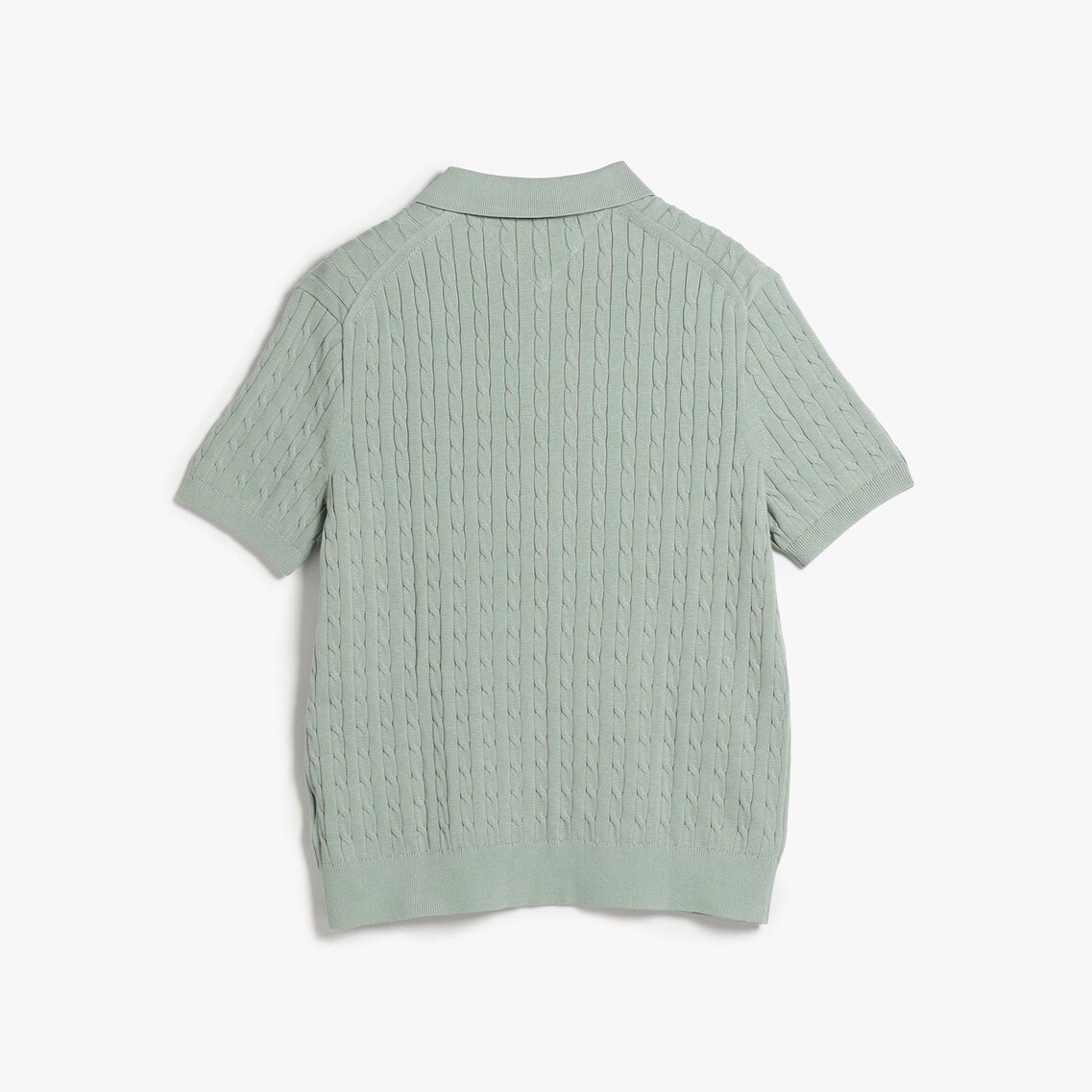 本日限定Cotton Knit Short-Sleeve Polo オリーブ 1 ストライプド ニット オックスフォード ショートオール