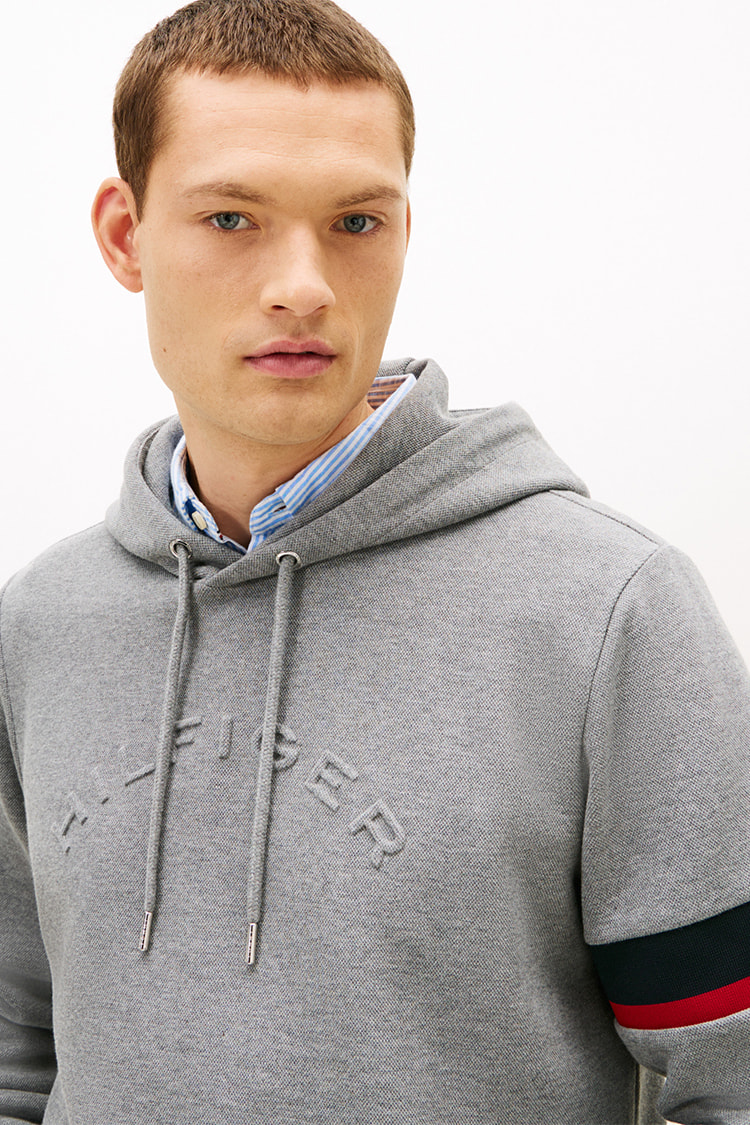 トミーヒルフィガー ボアスウェット 2XL バイカラー 刺繍ロゴ