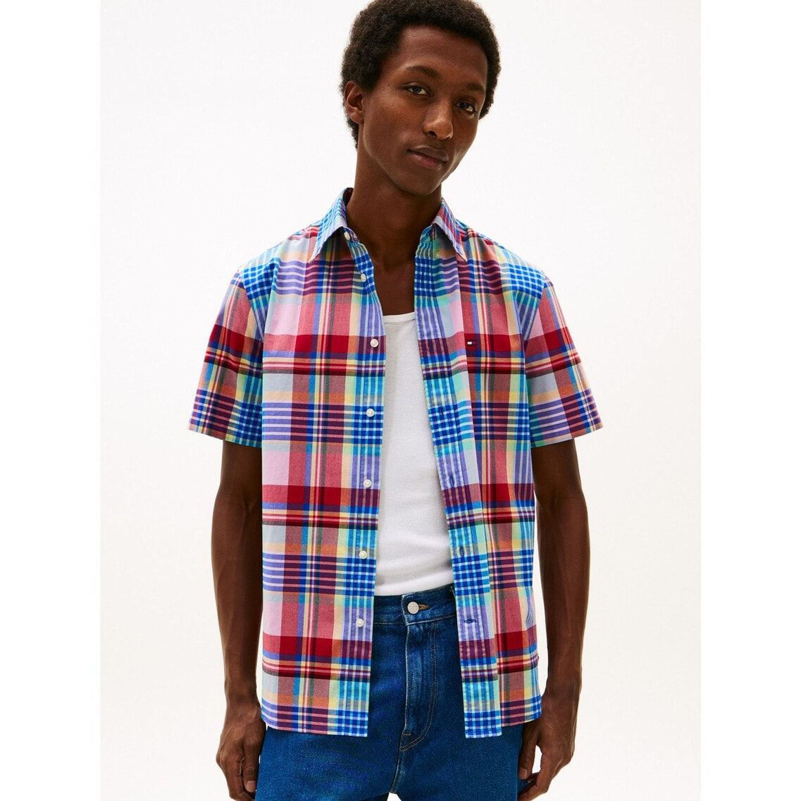 2点でさらに10％ off】マルチチェックショートスリーブシャツ | トミー
