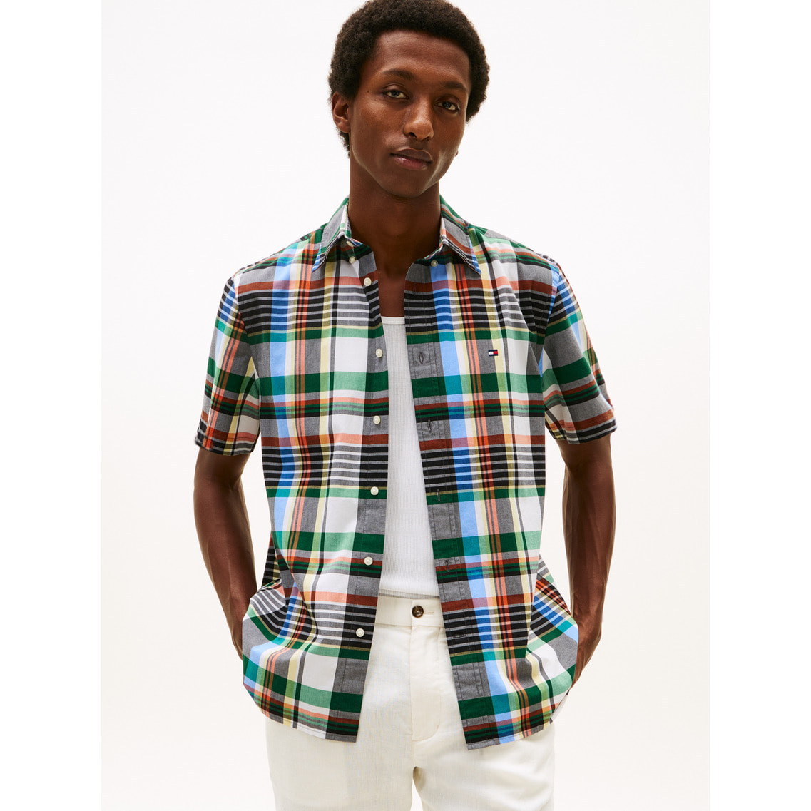 2点でさらに10％ off】マルチチェックショートスリーブシャツ | トミー
