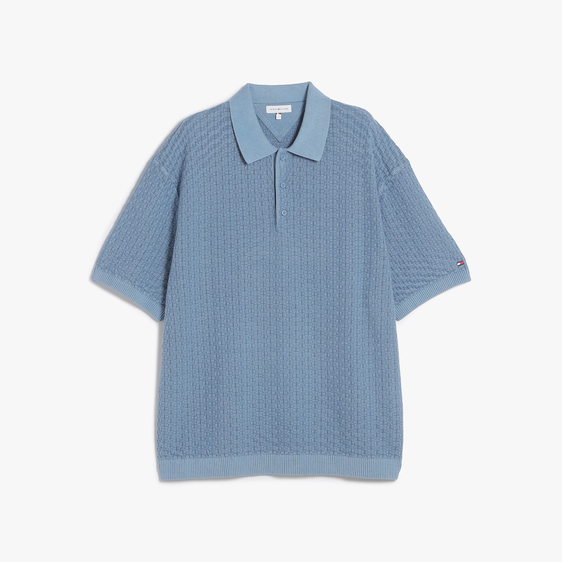 【配送限定】ニットポロシャツ （Light Blue） 半袖コットンポロニット | トミー ヒルフィガー | トミー ヒルフィガー