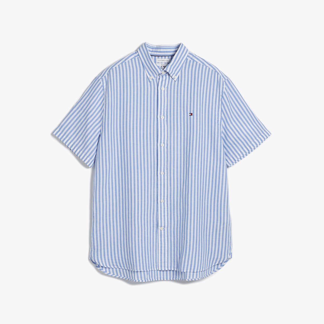 定価12,100円［トミー ヒルフィガー ゴルフ] メンズ ストライプ 半袖 リネン混紡ベンガルストライプ半袖シャツ | トミー ヒルフィガー