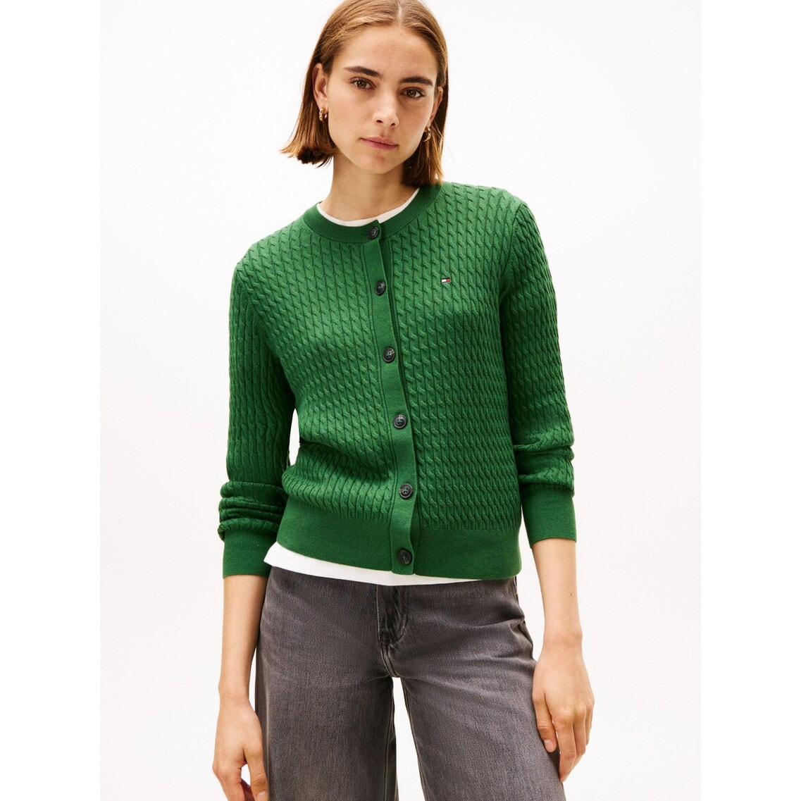 すーさん TOM FORD ケーブルニット カーディガン グレー 48 L カノコクルーネック ニットカーディガン レディース(M グレー
