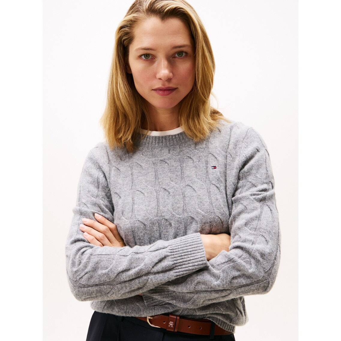 ソフトウールケーブルクルーネックセーター | トミー
