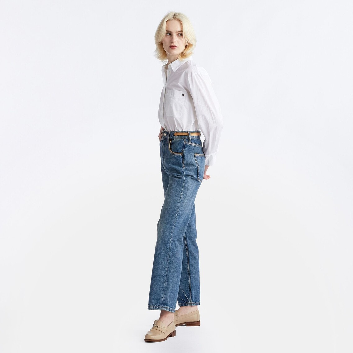 【関税込み】Off-White ブルー 90S フィット ブリーチ ジーンズ FREE WHEELERS/フリーホイーラーズ】2024SS「In The First Half