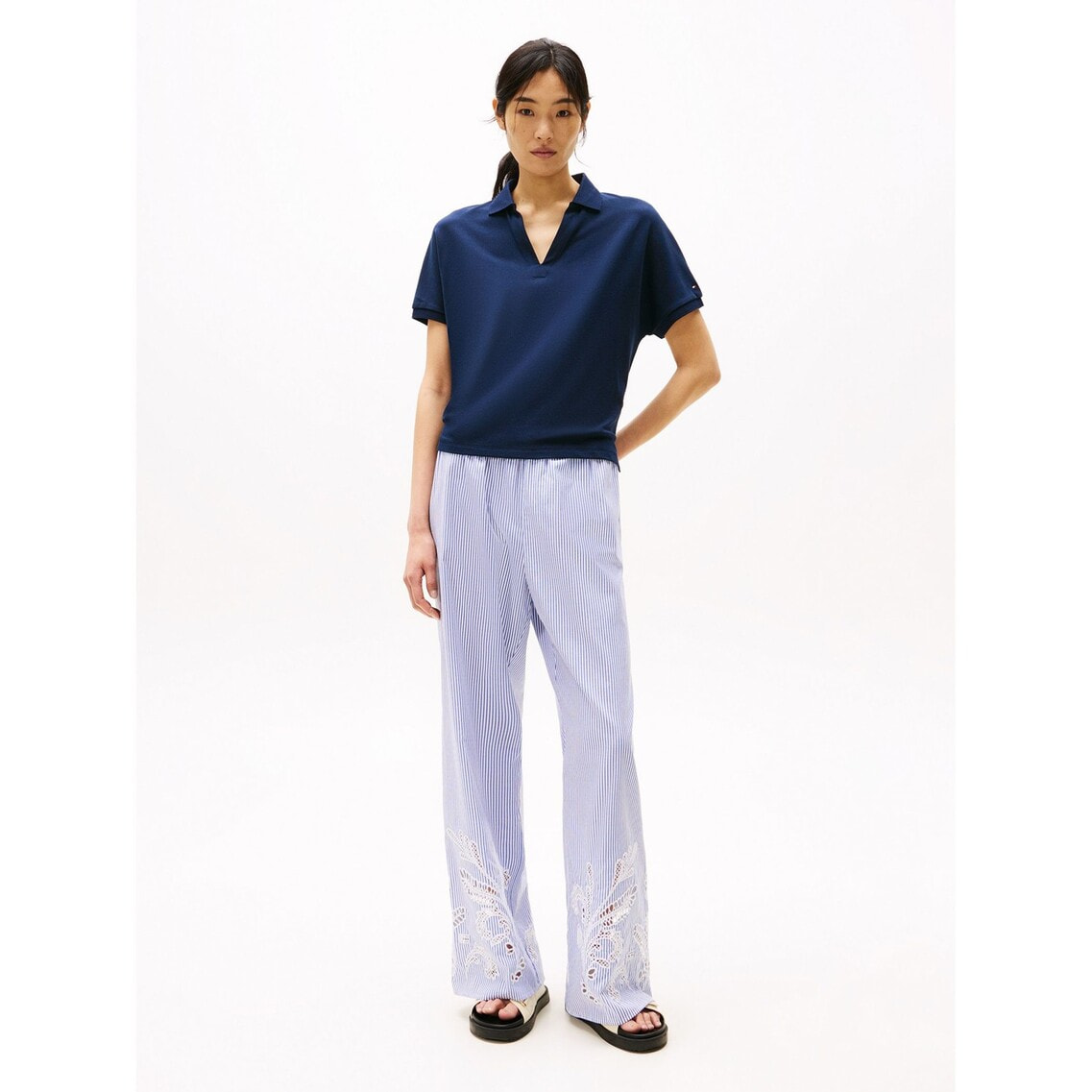 トミー ヒルフィガー   リヨセルオープンネックリラックスポロ （レッド） トミー ヒルフィガー TOMMY HILFIGER リヨセルオープンネック
