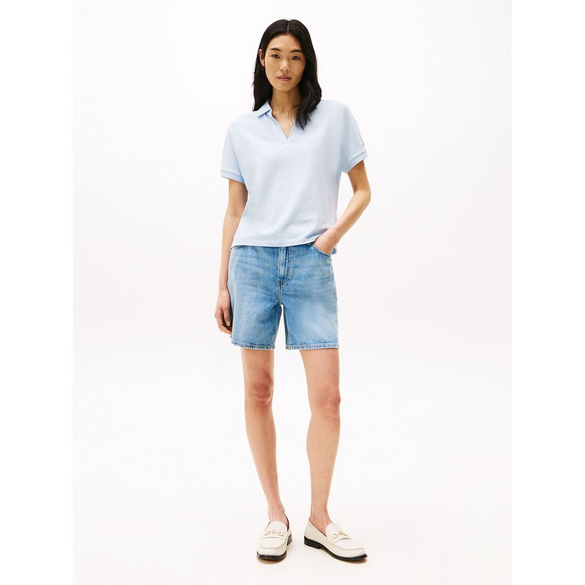 トミー ヒルフィガー   リヨセルオープンネックリラックスポロ （ブルー） 2点でさらに10％OFF】リヨセルオープンネックリラックスポロ