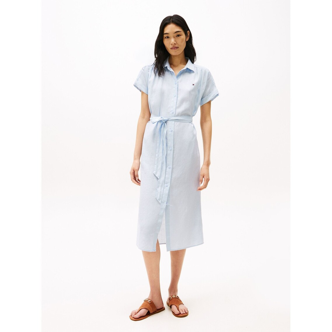 2点でさらに10％OFF】リネンショートスリーブミディシャツ