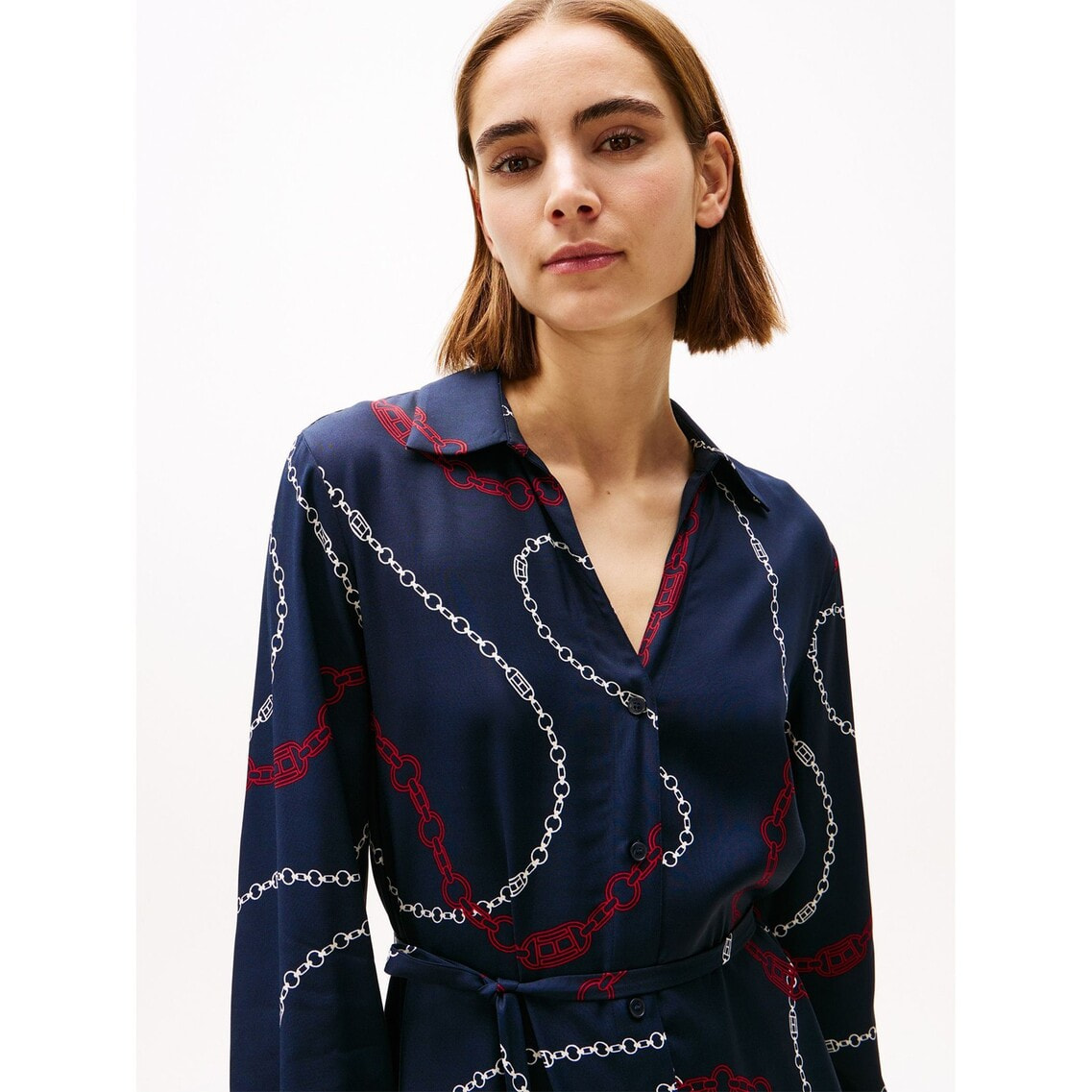 【Karen Millen】ビスコース ボーダー ミディ シャツ ワンピース Karen Millen】ビスコース ボーダー ミディ シャツ ワンピース