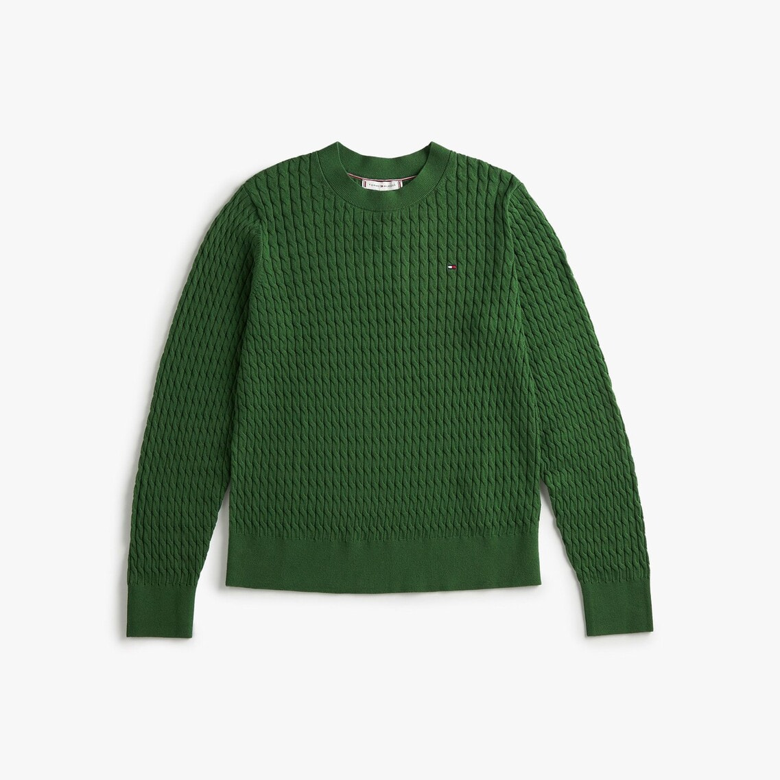 JISOO着用】コットンケーブルファインゲージロングスリーブセーター