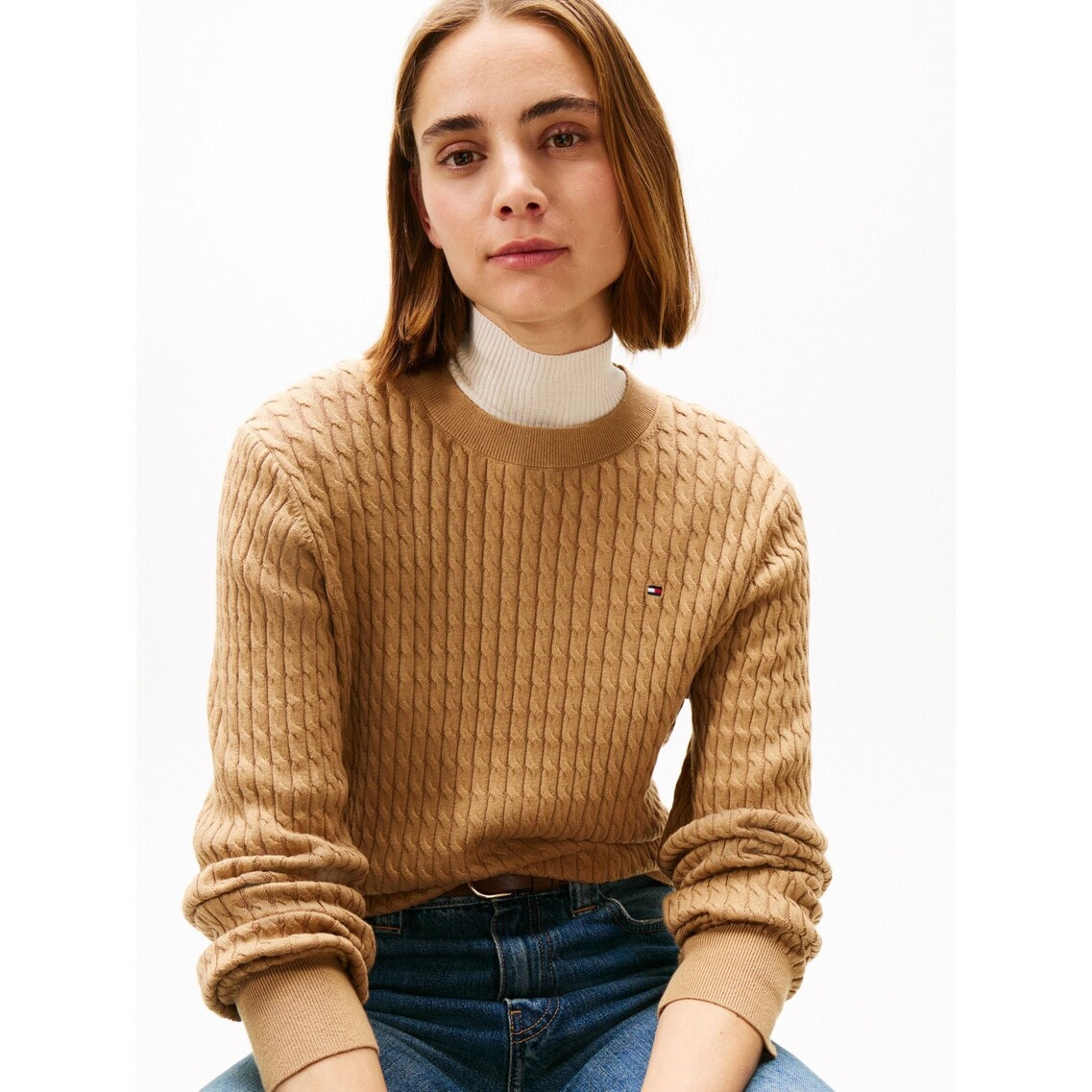 トミー ヒルフィガー（ ）/コットンケーブルファインゲージロングスリーブセーター JISOO着用】コットンケーブルファインゲージロングスリーブセーター