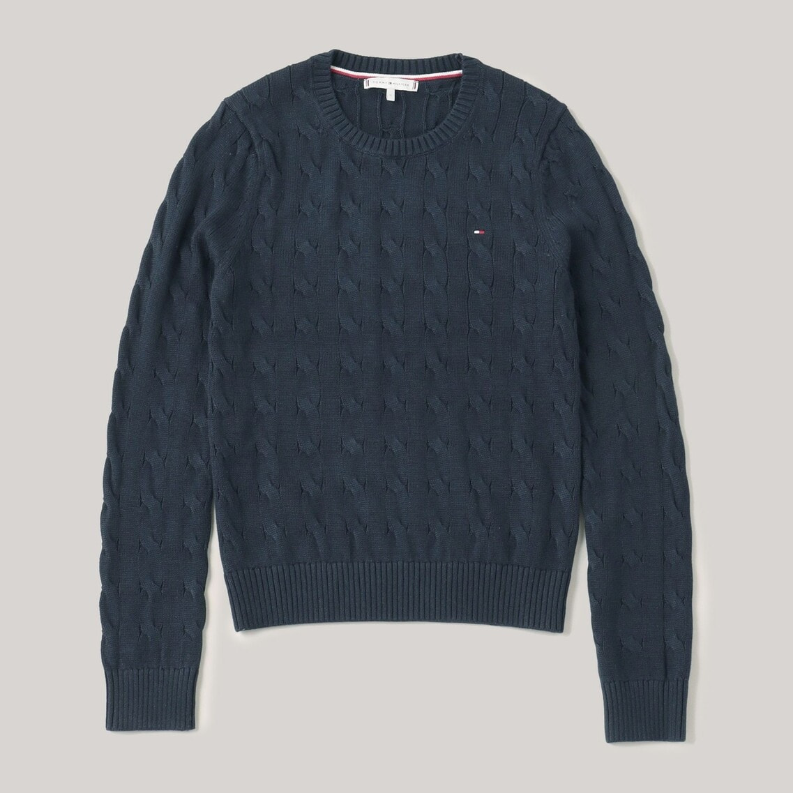 トミー ヒルフィガー   ケーブルポロニット （グレー） トミー ヒルフィガー TOMMY HILFIGER ケーブルポロニット