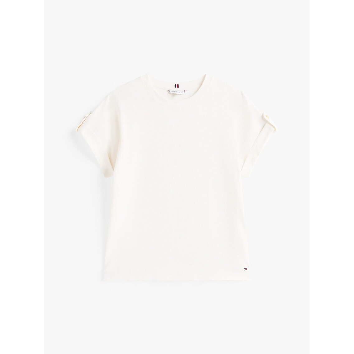 トミー ヒルフィガー   ゴールドボタンクルーネックトップス （ホワイト） 2点でさらに10％OFF】ゴールドボタンクルーネックトップス