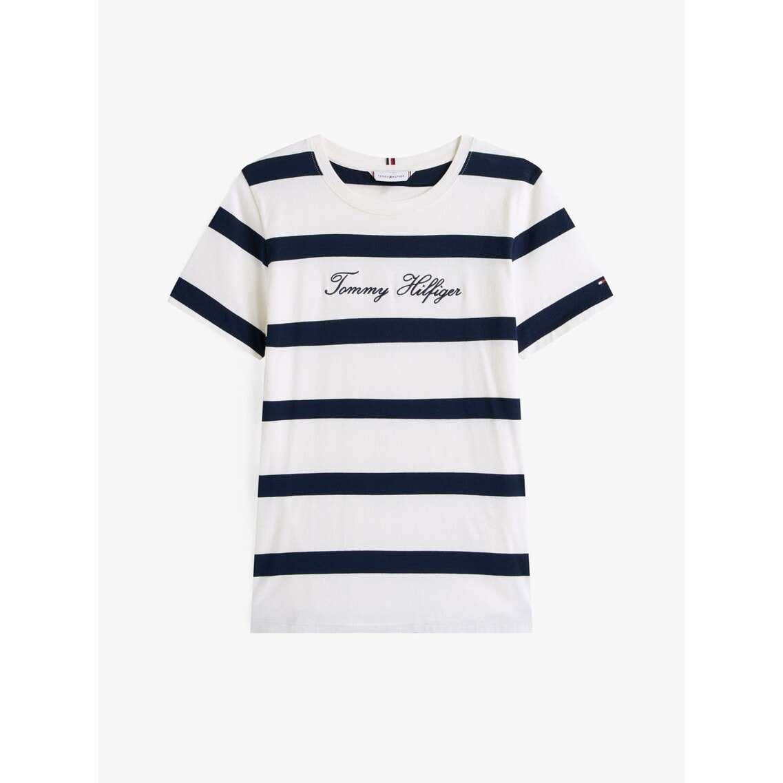 トミー ヒルフィガー   ルレックススクリプトクルーネックショートスリーブTシャツ （ホワイト） TOMMY HILFIGER｜ルレックススクリプトクルーネックショート