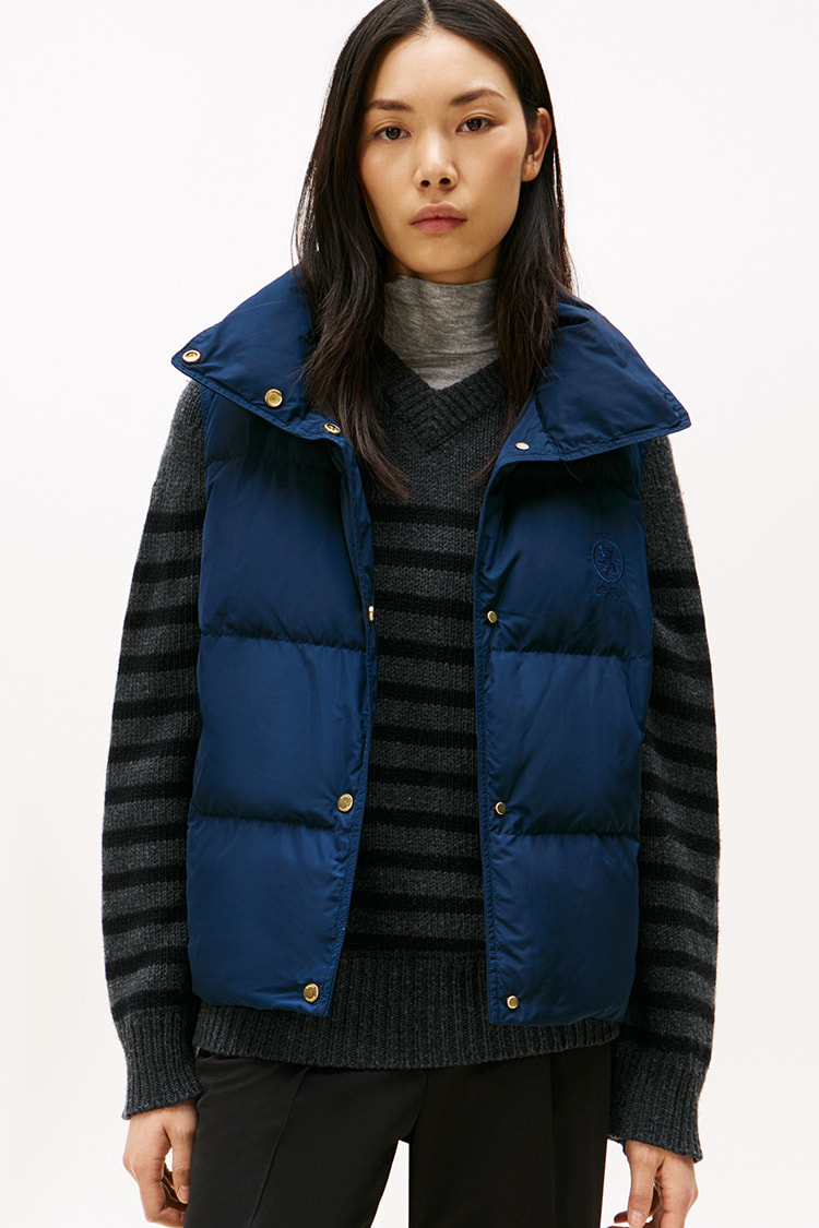 未使用級⭐️トミーヒルフィガー　ロングダウンコート　ネイビー　ストライプ トミー ヒルフィガー TOMMY HILFIGER TH フレックスダウンコート