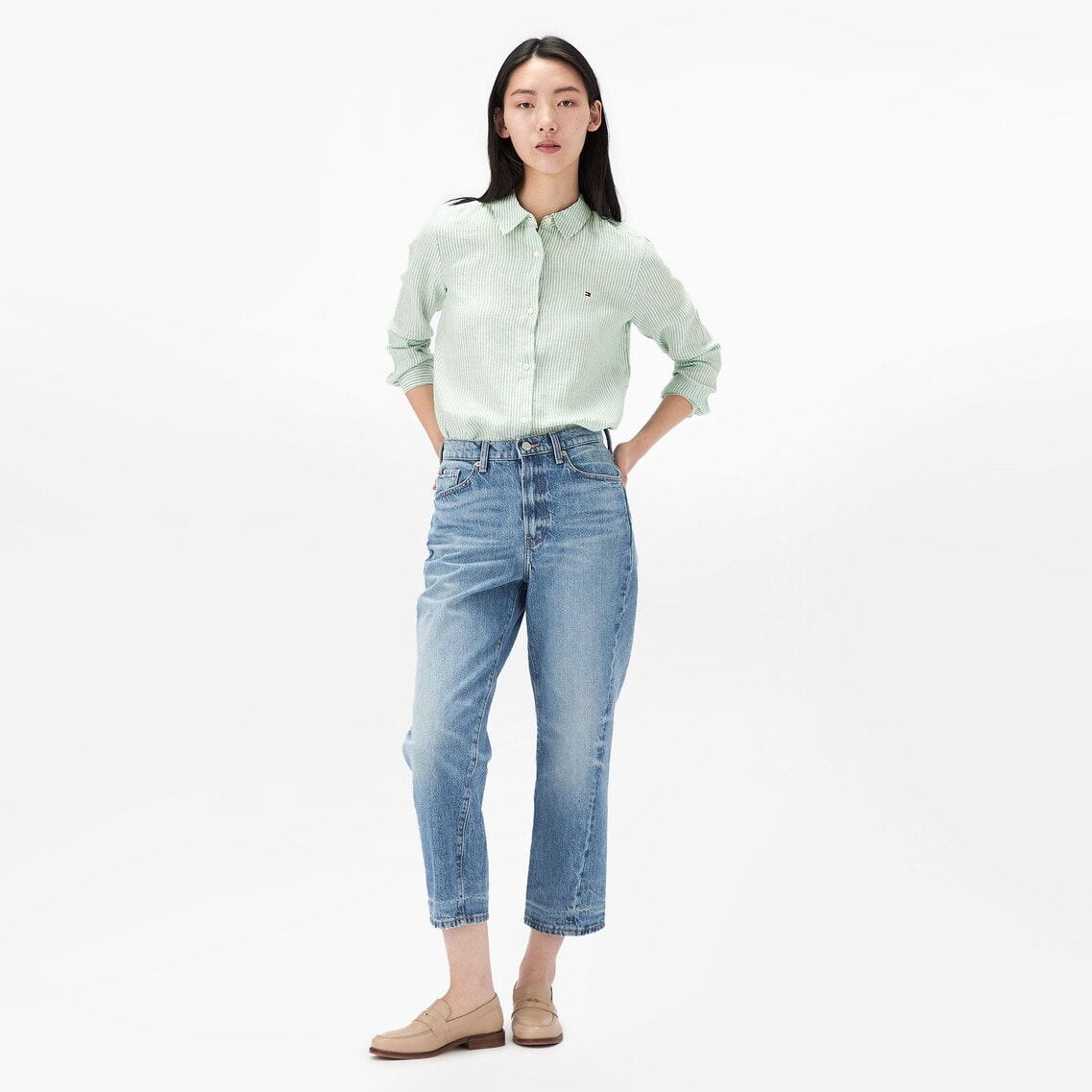 トミー ヒルフィガー   リネンリラックスシャツ （グリーン） 2点でさらに10％OFF】リネンリラックスシャツ | トミー