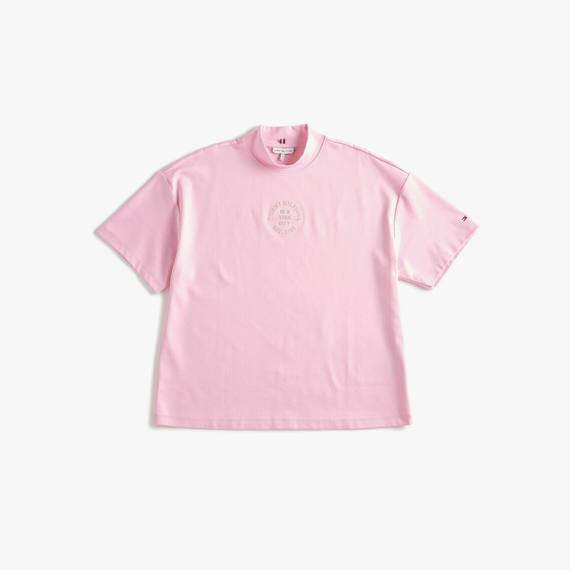 スタンプリラックスモックネックショートスリーブTシャツ