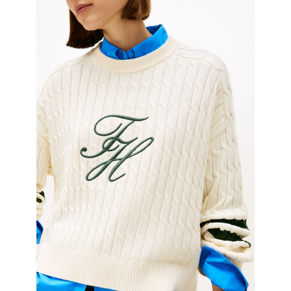 ミュゲページ JISOO着用】テクスチャードグラフィッククルーネックセーター