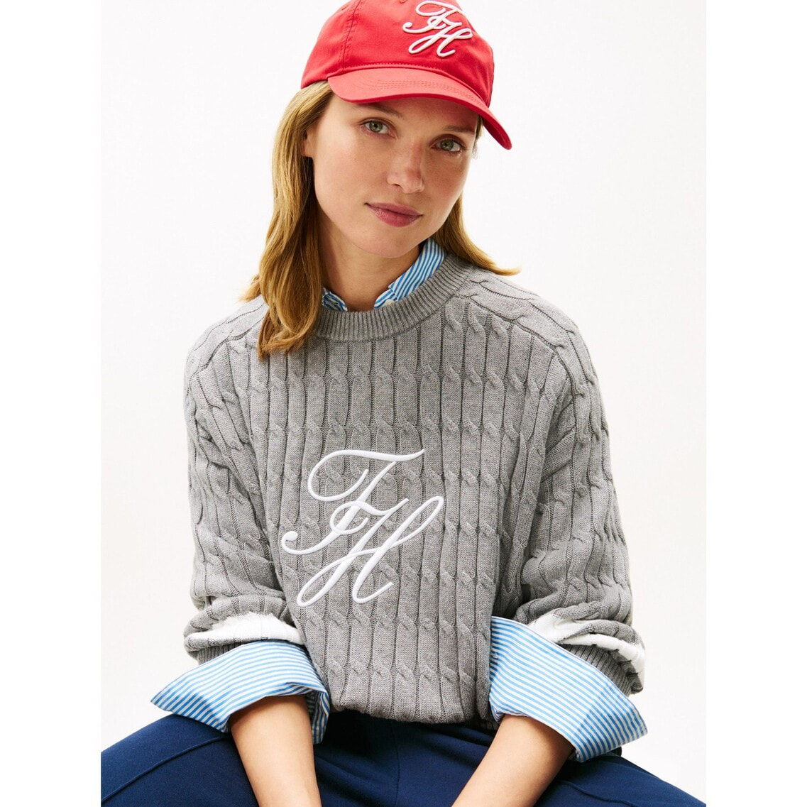 テクスチャードグラフィッククルーネックセーター | トミー