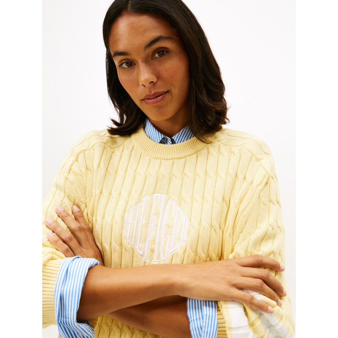 トミーフィルフィガー　クルーネックセーター　S レディース　ネイビー　ニット TOMMY HILFIGER（トミー・ヒルフィガー） ニット セーター