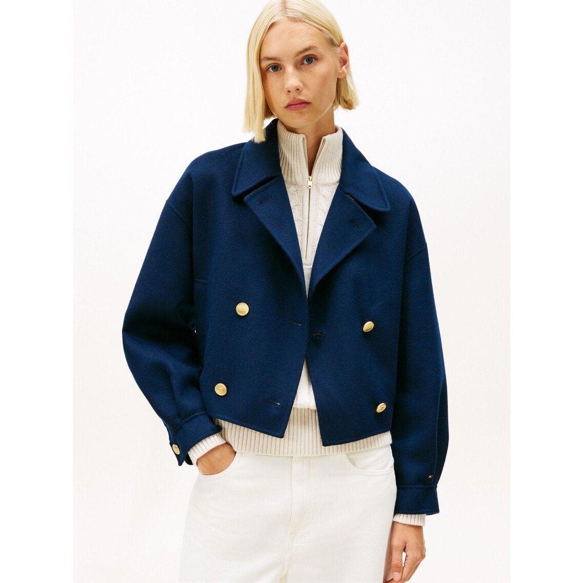 ゴールドボタンウールブレンドピーコート | トミー ヒルフィガー