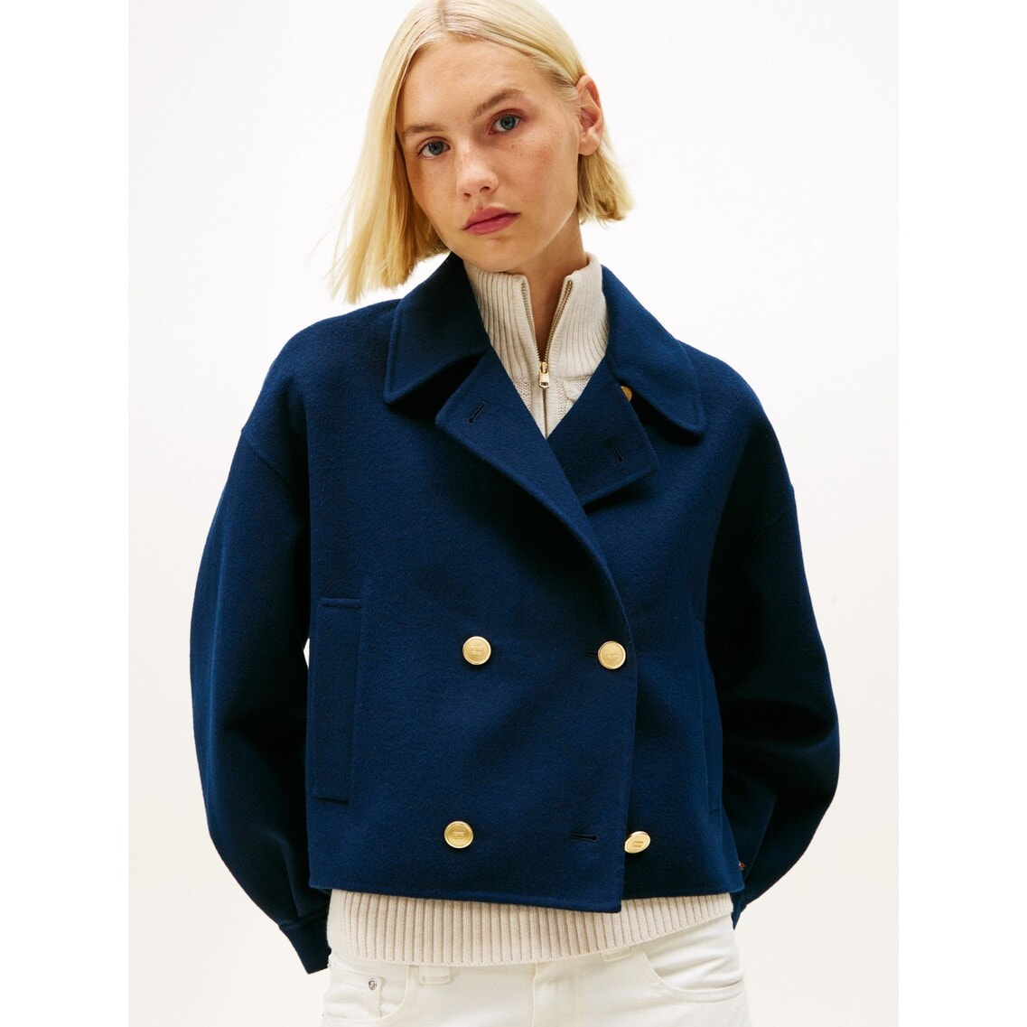 ゴールドボタンウールブレンドピーコート | トミー ヒルフィガー