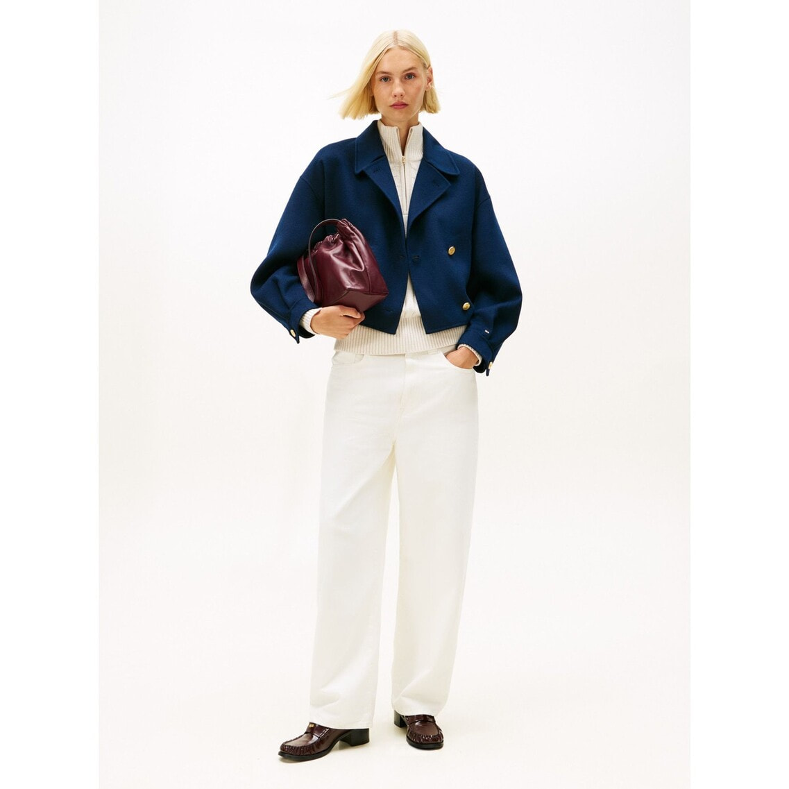 ゴールドボタンウールブレンドピーコート | トミー ヒルフィガー