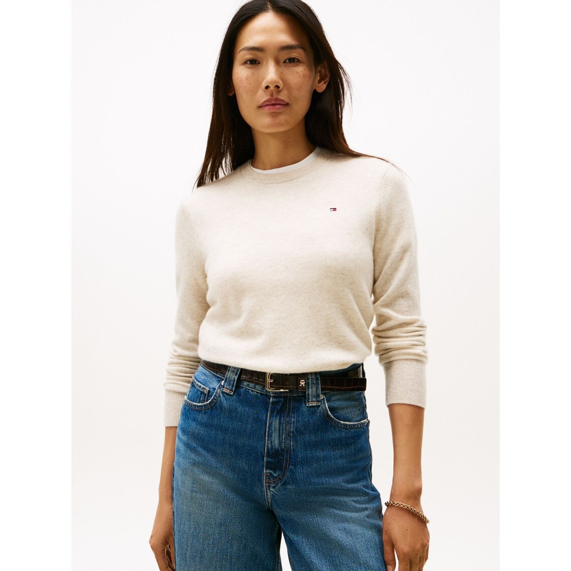 3点でさらに10％OFF】カシミヤクルーネックロングスリーブセーター