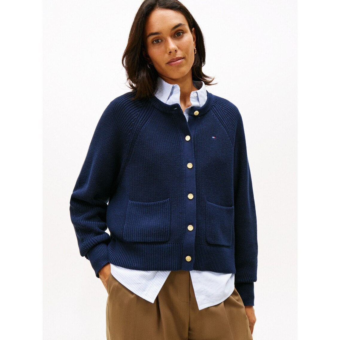 コットンステッチクルーネックカーディガン | トミー ヒルフィガー