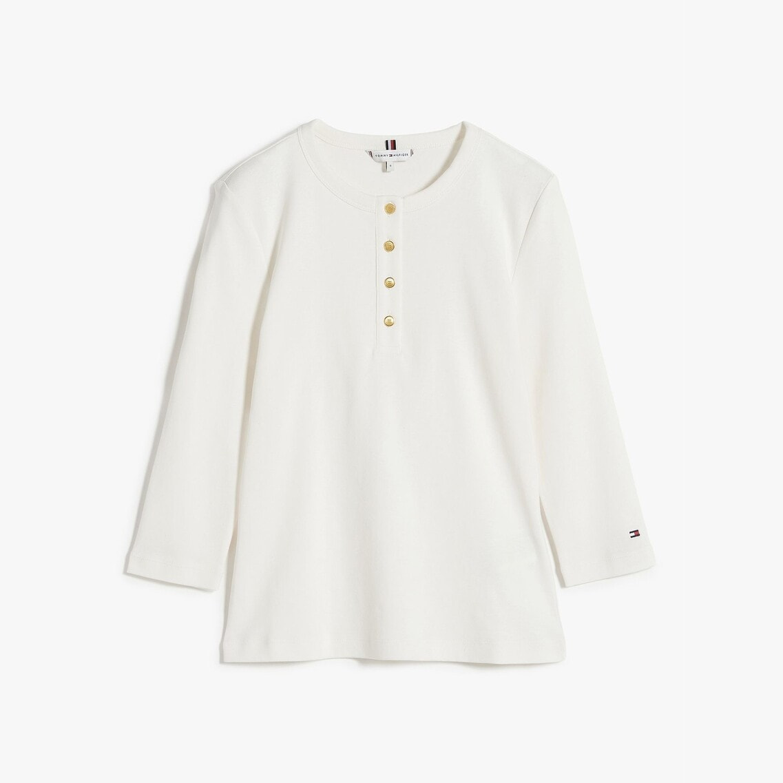 ゴールドボタンスリムヘンリーネック4/3スリーブTシャツ | トミー