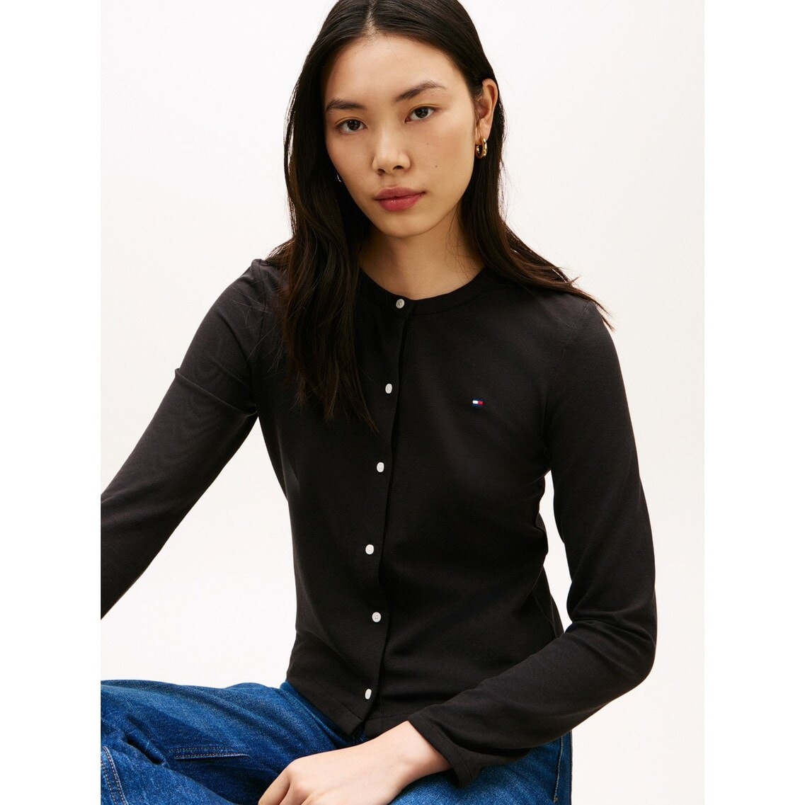 コットンストレッチクルーネックロングスリーブTシャツ | トミー