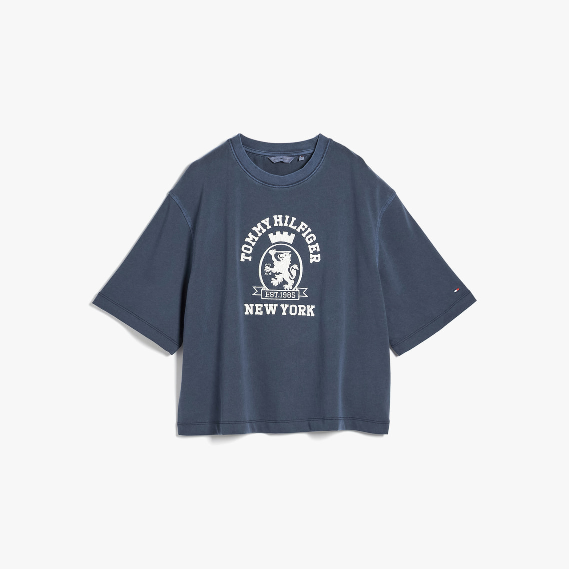 ガーメントダイクレストボクシークルーネックショートスリーブTシャツ