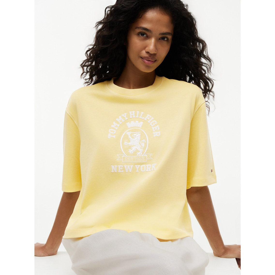 ガーメントダイクレストボクシークルーネックショートスリーブTシャツ