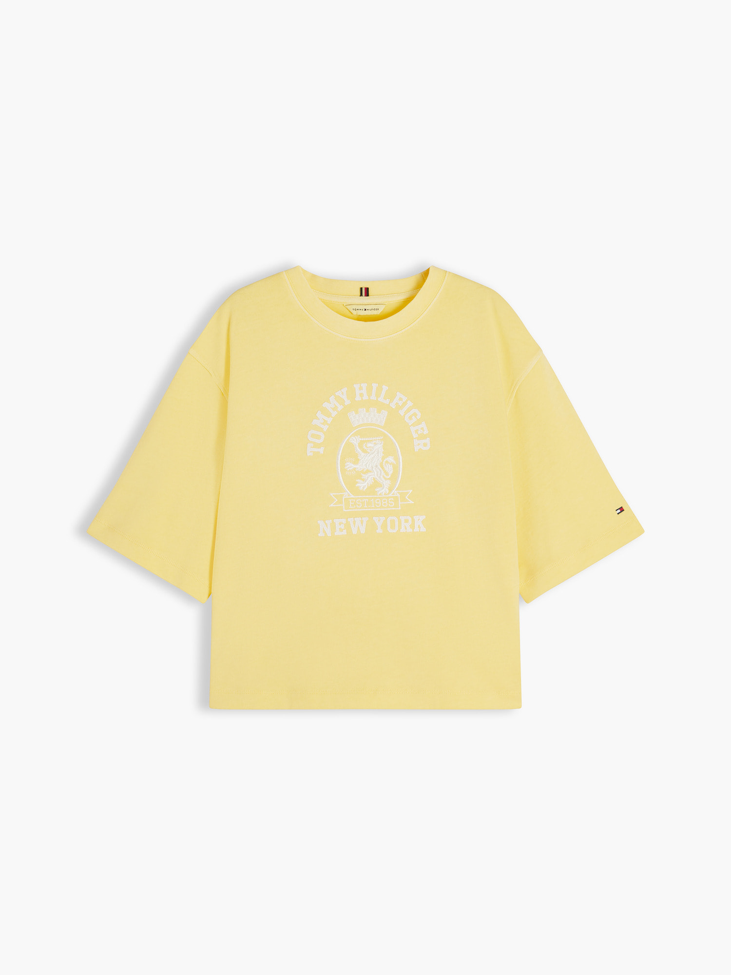 ガーメントダイクレストボクシークルーネックショートスリーブTシャツ