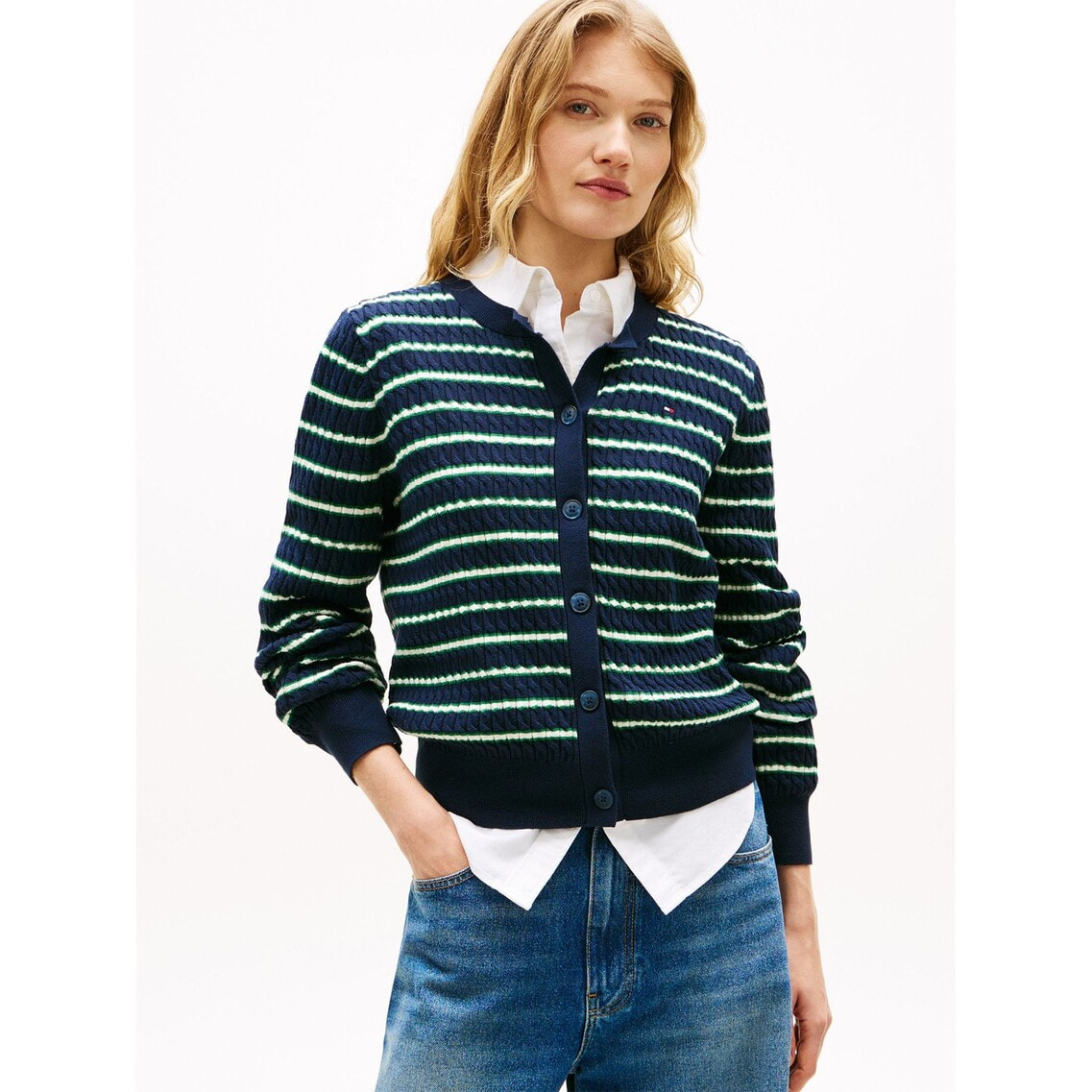 トミーヒルフィガー　カーディガン　L トミー ヒルフィガー TOMMY HILFIGER ソフトウールケーブル