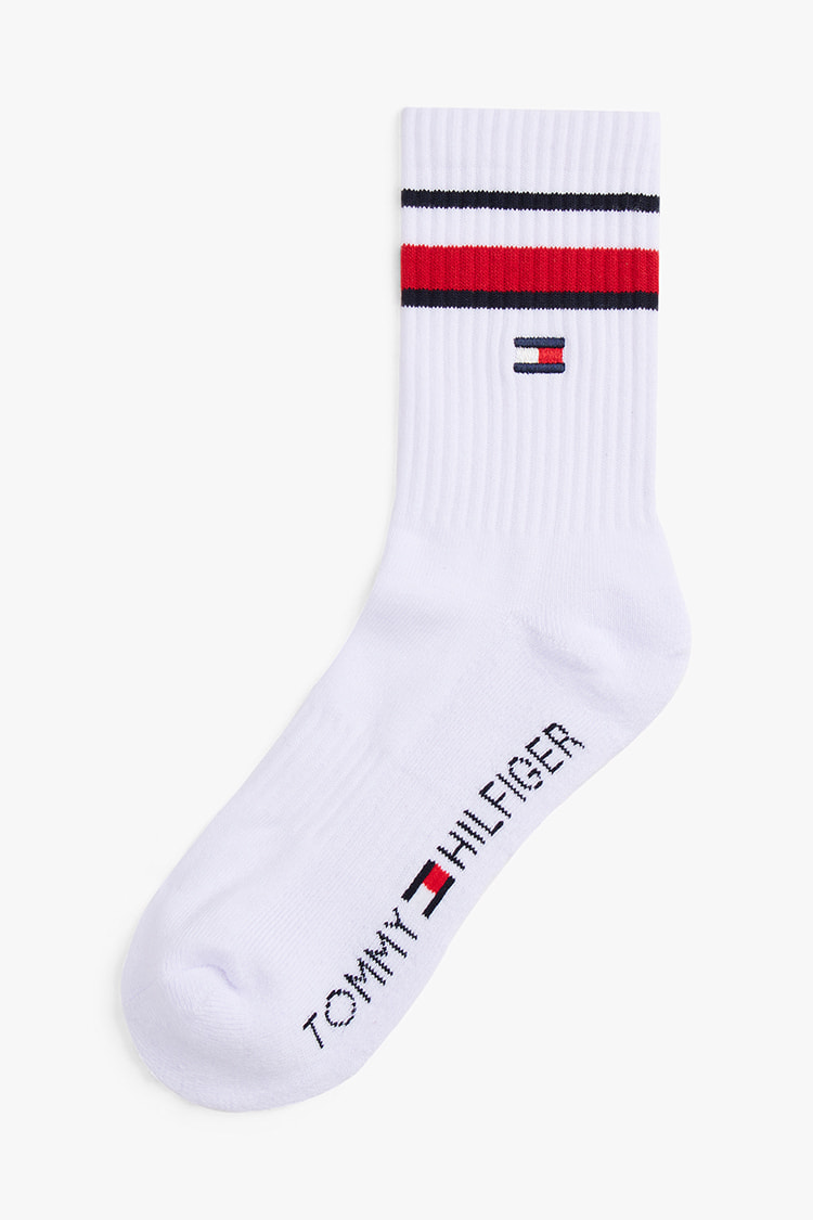 トミーヒルフィガー ゴルフウェアホワイト×ネイビー ソックスバイザー付 トミーヒルフィガー ゴルフウェアホワイト×ネイビー ソックス