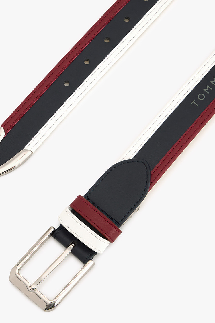 トミーヒルフィガー THロゴ ベルト レディースレザー ホワイト 新品