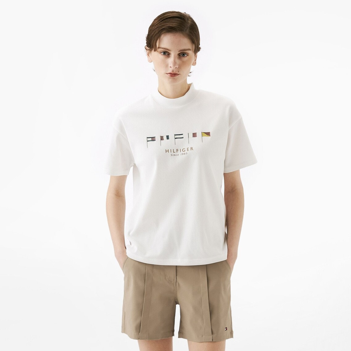 さらに10%off】マルチフラッグリラックス半袖モックネックシャツ
