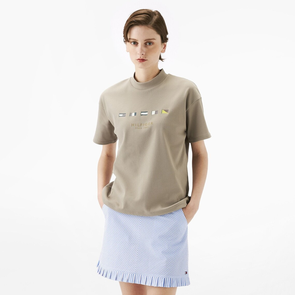 212 PGG 新品タグ付き 半袖モックネック レディース 白 サイズ1 M Tシャツ 半袖 モックネック[品番：HHHW0004288]｜HUG.U