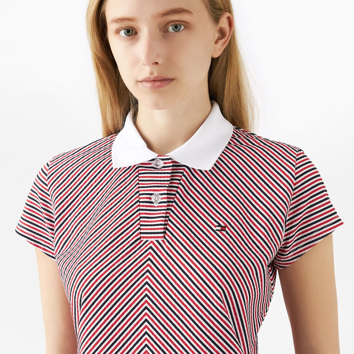2点でさらに10％OFF】ストライプキャップスリーブポロシャツ