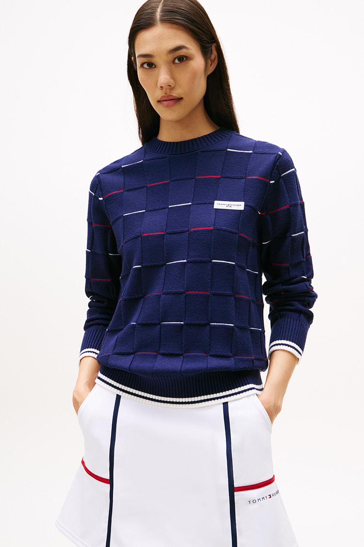 新品　トミー ヒルフィガーゴルフ 蓄熱裏地 ニットセーター チェック柄 M 新品 トミー ヒルフィガーゴルフ 蓄熱裏地 ニットセーター