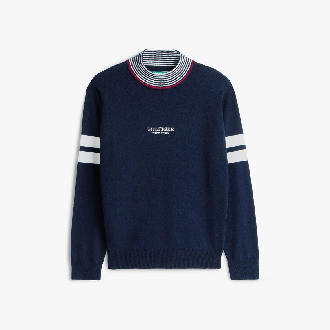 【アンパスィ】ゴルフ ハイネック ボーダー セーター リブ ワッペン L 黄×青 ボーダーハイネックニットプルオーバー | トミー ヒルフィガー